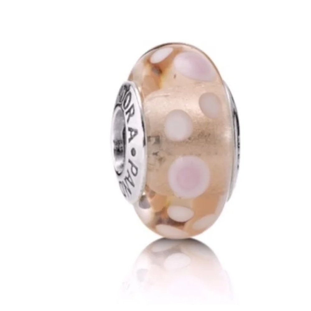COPY - Authentic Silver 925 ALE Pandora Murano Glass Bead Charm Pink Dot Glass